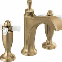 Top 10 🔔 Delta Faucet Dorval™ Two Handle Widespread Bathroom Sink Faucet in Champagne Bronze/Porcelain Cross Handle ⭐