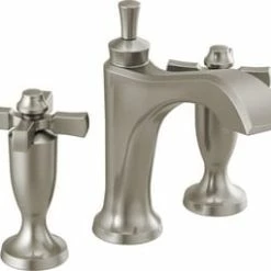 Promo ❤️ Delta Faucet Dorval™ Two Handle Widespread Bathroom Sink Faucet in Stainless Cross Handle ✨