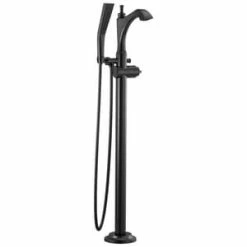 Best Pirce 🛒 Delta Faucet Dorval™ Single Handle Lever Floor Mount Filler in Matte Black Trim Only 🌟