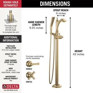 Best deal 💯 Delta Faucet Dorval™ Floor Mount Filler in Champagne Bronze (Trim Only) ⌛ - Image 3