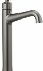 Best Sale 🤩 Delta Faucet Bowery™ Single Lever Handle Vessel Filler Bathroom Sink Faucet in Black Stainless 😉