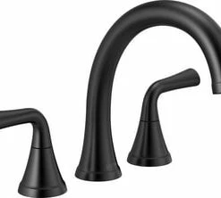 Buy 🥰 Delta Faucet Kayra™ Two Handle Roman Tub Faucet in Matte Black (Trim Only) 🎁