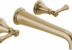 Best deal 🎉 Delta Faucet Traditional™ Two Handle Wall Mount Filler in Brilliance® Champagne Bronze (Trim Only) 🧨