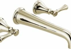 Best Pirce 🔔 Delta Faucet Cassidy™ Double Lever Handle Wall Mount Tub Filler Trim Only in Brilliance® Polished Nickel 🎉