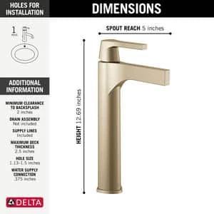 Wholesale 🧨 Delta Faucet Zura® Single Handle Monoblock Bathroom Sink Faucet in Brilliance® Champagne Bronze 🔥 - Image 2