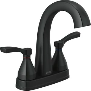 Flash Sale 😍 Delta Faucet Stryke® Two Handle Centerset Bathroom Sink Faucet in Matte Black Lever Handle 🎁