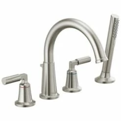 Cheap ✔️ Delta Faucet Bowery™ Double Lever Handle Roman Tub Faucet in Brilliance® Stainless 🧨