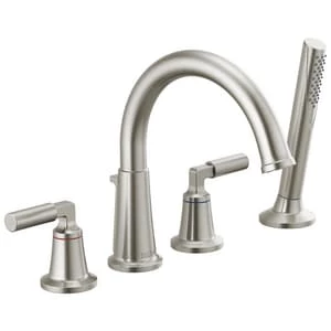 Cheap ✔️ Delta Faucet Bowery™ Double Lever Handle Roman Tub Faucet in Brilliance® Stainless 🧨