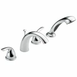 Hot Sale ✔️ Delta Faucet Classic Two Handle Roman Tub Faucet in Polished Chrome Trim Only 🎁