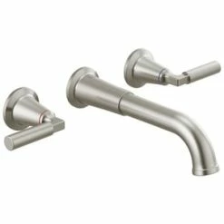 Cheap 🎉 Delta Faucet Bowery™ Two Handle Wall Mount Bathroom Sink Faucet in Brilliance® Stainless 🛒