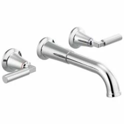 Best Sale 🛒 Delta Faucet Bowery™ Two Handle Wall Mount Bathroom Sink Faucet in Chrome 🎉