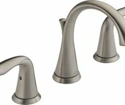 Best Pirce ⭐ Delta Faucet Lahara® Two Handle Widespread Bathroom Sink Faucet with Pop-Up Drain Assembly in Stainless ✨