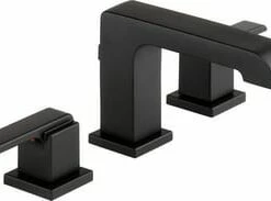 Deals 💯 Delta Faucet Ara® Two Handle Wall Mount Widespread Bathroom Sink Faucet with Metal Pop-Up Drain Assembly in Matte Black 🔥