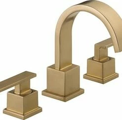 Hot Sale 👍 Delta Faucet Vero® Two Handle Widespread Bathroom Sink Faucet with Pop-Up Drain Assembly in Champagne Bronze 😉