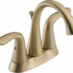 Best Pirce 🎉 Delta Faucet Lahara® Two Handle Centerset Bathroom Sink Faucet with Pop-Up Drain Assembly in Brilliance Champagne Bronze 😉