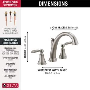 Wholesale 😀 Delta Faucet Woodhurst™ Two Handle Roman Tub Faucet Trim in Brilliance Stainless 🎉 - Image 4